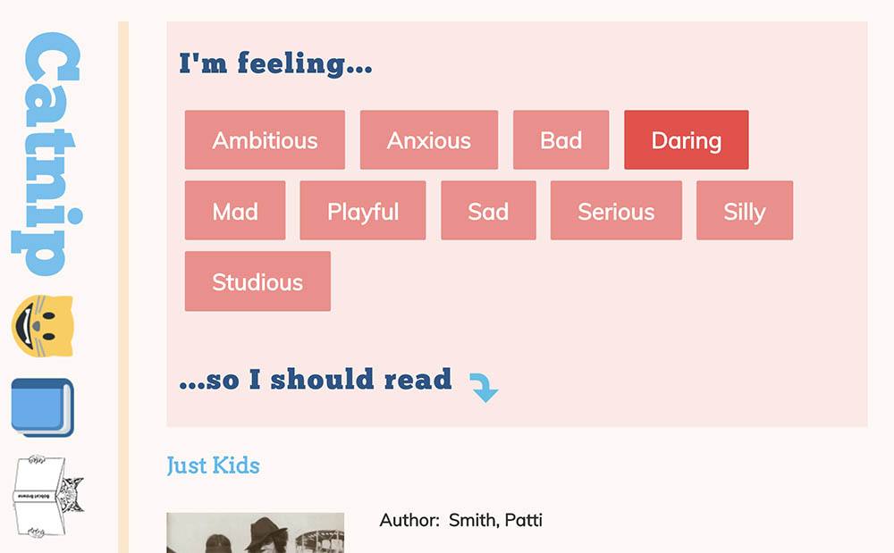 screenshot of the catnip web app